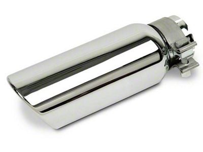 Angled Cut Rolled End Round Exhaust Tip; 4-Inch; Polished (Fits 2.75-Inch Tailpipe)