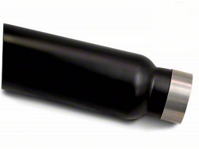 Angled Cut Rolled End Round Exhaust Tip; 4-Inch; Black (Fits 2.75-Inch Tailpipe)