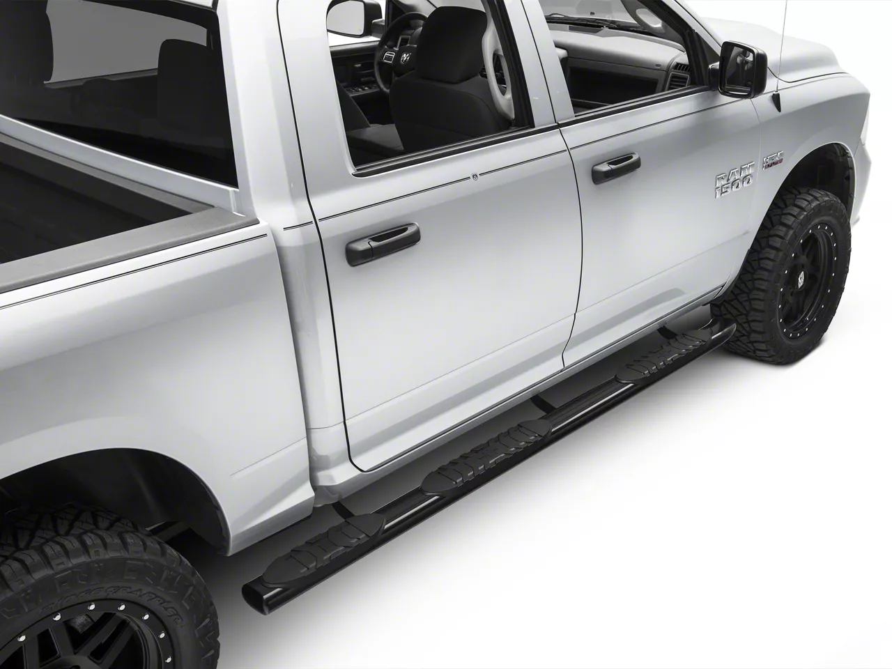 RAM 1500 5 Inch Extreme Wheel to Wheel Side Step Bars Black 09 18 RAM 1500 Crew Cab w 5.7 Foot Box Free Shipping