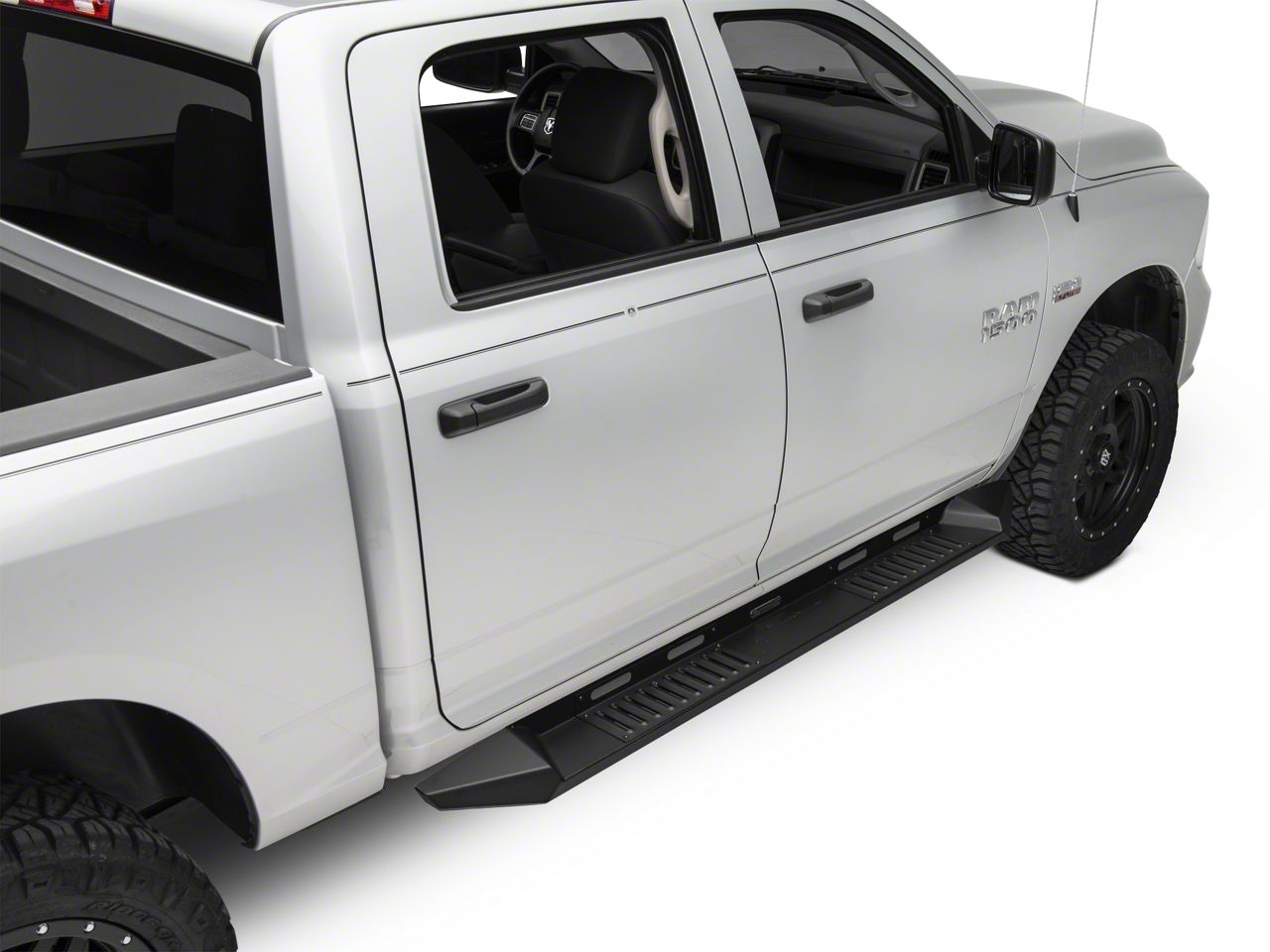 Black Nerf Bar Side Steps For 2009-2018 Dodge Ram 1500 Crew Cab – 6-Inch Rectangle Running Boards