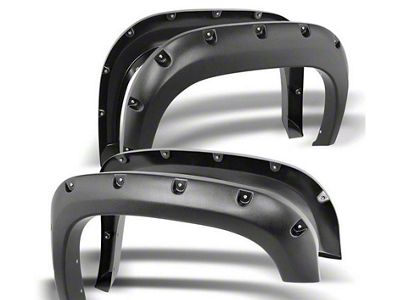 Pocket Style Fender Flares; Matte Black (14-15 Sierra 1500, Excluding Denali)