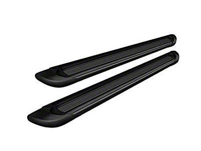 Running Boards; Black Aluminum; 6-Inch Stripe Step Pad (19-24 RAM 1500 Crew Cab)