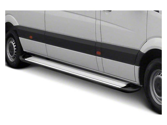 Running Boards; Silver Aluminum; 6-Inch Stripe Step Pad (19-24 RAM 1500 Crew Cab)