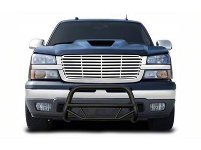 Bull Bar; Textured Black Steel; 2.50-Inch Round Tube; Includes License Plate Relocator (99-06 Sierra 1500)