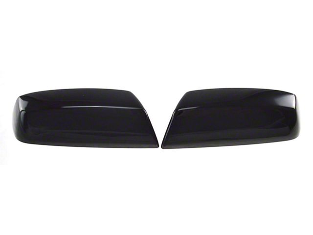 Door Mirror Cover; Gloss Black ABS 2 Pieces Tape-On (2014 Sierra 1500)