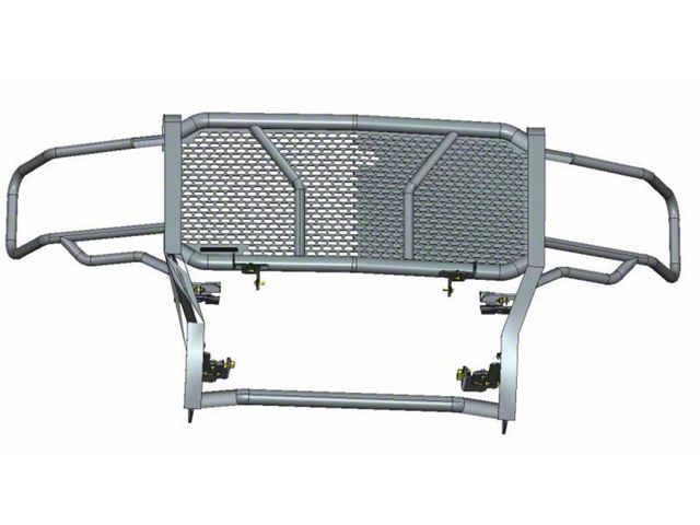 Rugged Grille Guard; Black Steel Modular; Includes 20-Inch Single LED Light Bar with Wiring Harness, Mounting Brackets and Hardware (14-18 Sierra 1500)