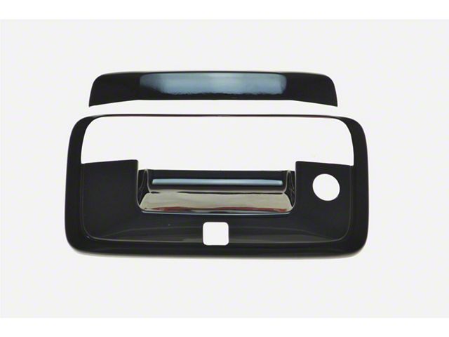 Tailgate Handle Cover; Black ABS 2 Pieces With keyhole and camera (2014 Sierra 1500)