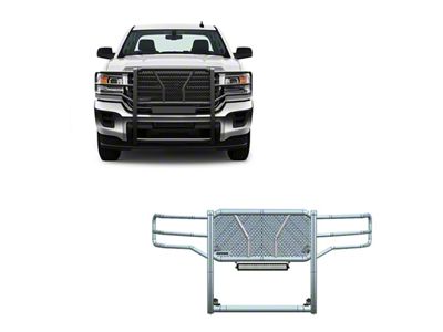 Rugged Grille Guard; Black Steel Modular; Includes 20-Inch LED Light Bar with Wiring Harness, Mounting Brackets and Hardware (15-19 Sierra 2500 HD)