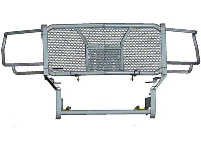 Rugged Grille Guard; Black Steel Modular; Includes 20-Inch Double LED Light Bar, Wiring Harness, Mounting Bracket and Hardware (20-23 Sierra 2500 HD)
