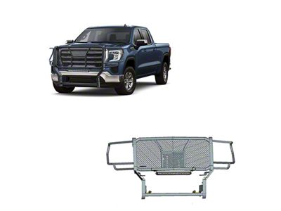 Rugged Grille Guard; Black Steel Modular; Includes 20-Inch Single LED Light Bar with Wiring Harness, Mounting Brackets and Hardware (20-23 Sierra 2500 HD)