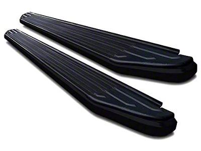 Running Board; Black Aluminum; Rocker Panel Mount; 4-Inch Step (07-19 Sierra 3500 HD Crew Cab)