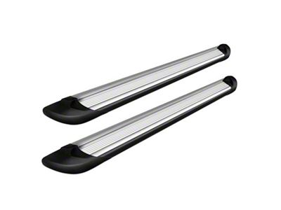 Running Boards; Silver Aluminum; 6-Inch Stripe Step Pad (07-19 Silverado 3500 HD Extended/Double Cab)