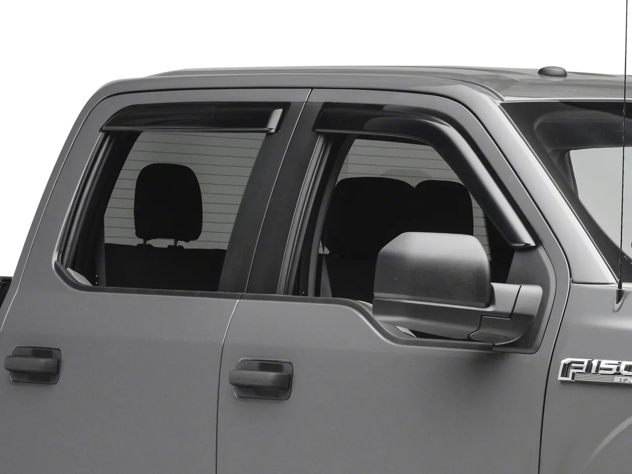 F-150 Rain Guards; Smoke (15-24 F-150 SuperCab, SuperCrew) - Free