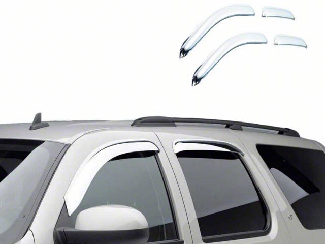 Tape-On Rain Guards; Front and Rear; Chrome (14-18 Sierra 1500 Crew Cab)
