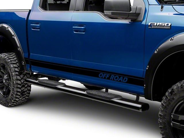 SEC10 Rocker Stripes with Off Road Lettering; Gloss Black (97-24 F-150)