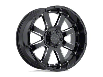 Black Rhino Sierra Gloss Black with Milled Spokes 8-Lug Wheel; 17x9; 12mm Offset (01-06 Sierra 2500 HD)