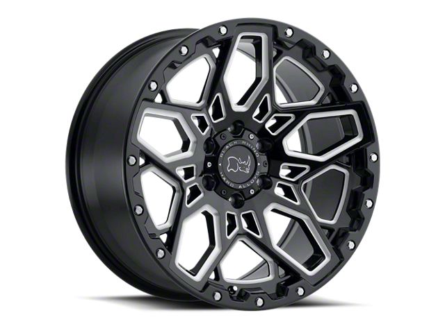 Black Rhino Shrapnel Gloss Black with Milled Spokes 6-Lug Wheel; 17x9.5; 12mm Offset (04-08 F-150)