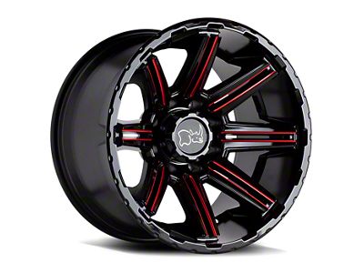 Black Rhino Rampage Gloss Black with Red Inner Lip 6-Lug Wheel; 20x12; -44mm Offset (07-14 Yukon)