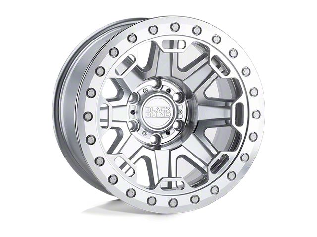 Black Rhino Rift Beadlock Silver with Mirror Face and Machined Ring 6-Lug Wheel; 17x8.5; 0mm Offset (15-20 F-150)