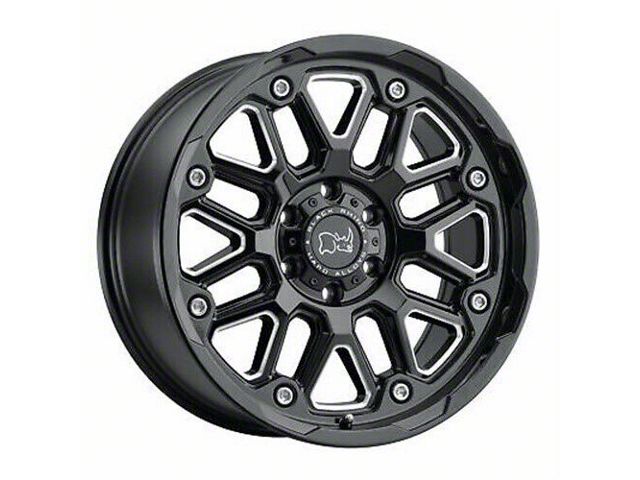 Black Rhino Hollister Gloss Black Milled 8-Lug Wheel; 17x9.5; 6mm Offset (15-19 Silverado 3500 HD SRW)