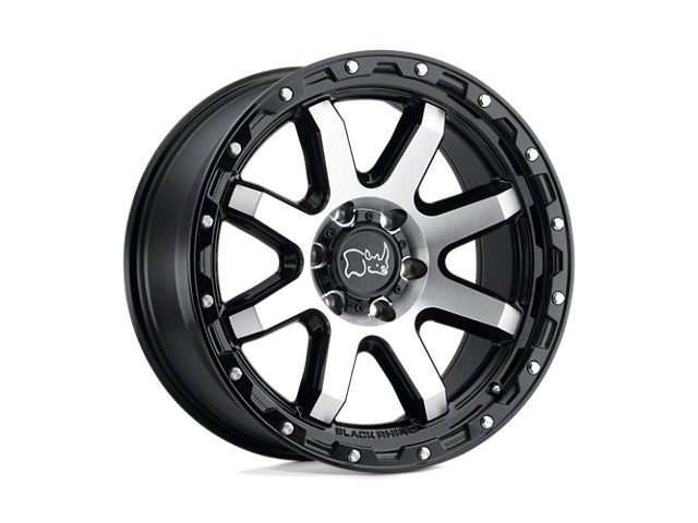 Black Rhino Coyote Gloss Black Machined and Stainless Bolts 8-Lug Wheel; 18x9; -18mm Offset (17-22 F-350 Super Duty SRW)