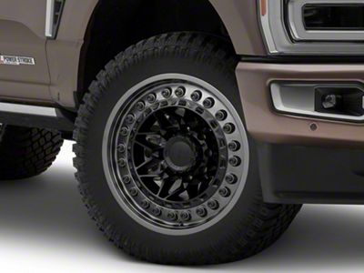 Black Rhino Alpha Matte Black with Gunmetal Lip 8-Lug Wheel; 20x10; -18mm Offset (23-25 F-250 Super Duty)