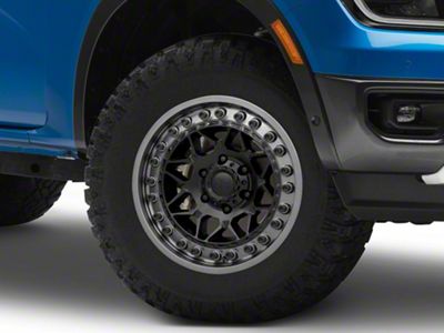 Black Rhino Alpha Matte Black with Gunmetal Lip 6-Lug Wheel; 17x9; 0mm Offset (24-25 Ranger)