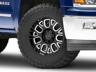 Black Rhino Pismo Gloss Black Milled 6-Lug Wheel; 20x9.5; -18mm Offset (14-18 Silverado 1500)