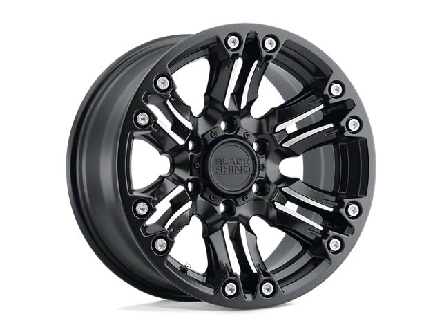 Black Rhino Asagai Matte Black and Machined with Stainless Bolts 5-Lug Wheel; 18x9.5; 2mm Offset (02-08 RAM 1500, Excluding Mega Cab)
