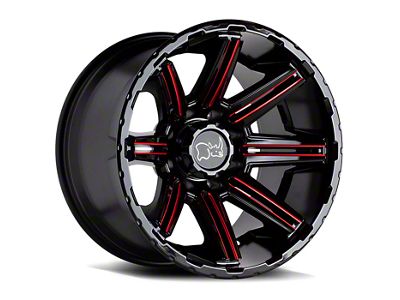 Black Rhino Rampage Gloss Black with Red Inner Lip 6-Lug Wheel; 20x12; -44mm Offset (19-24 Silverado 1500)