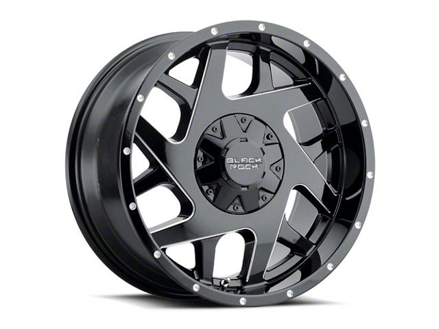 Black Rock Wheels Fury II Gloss Black Milled 6-Lug Wheel; 17x9; 12mm Offset (07-14 Yukon)