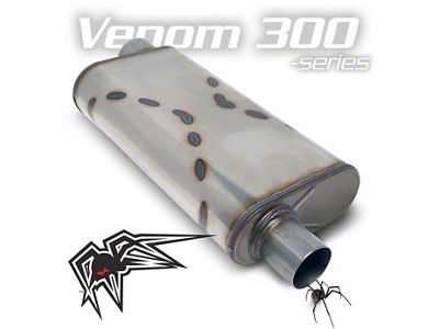 Black Widow Exhaust Venom 300 Series Offset/Offset Muffler; 2.50-Inch Inlet/2.50-Inch Outlet (Universal; Some Adaptation May Be Required)