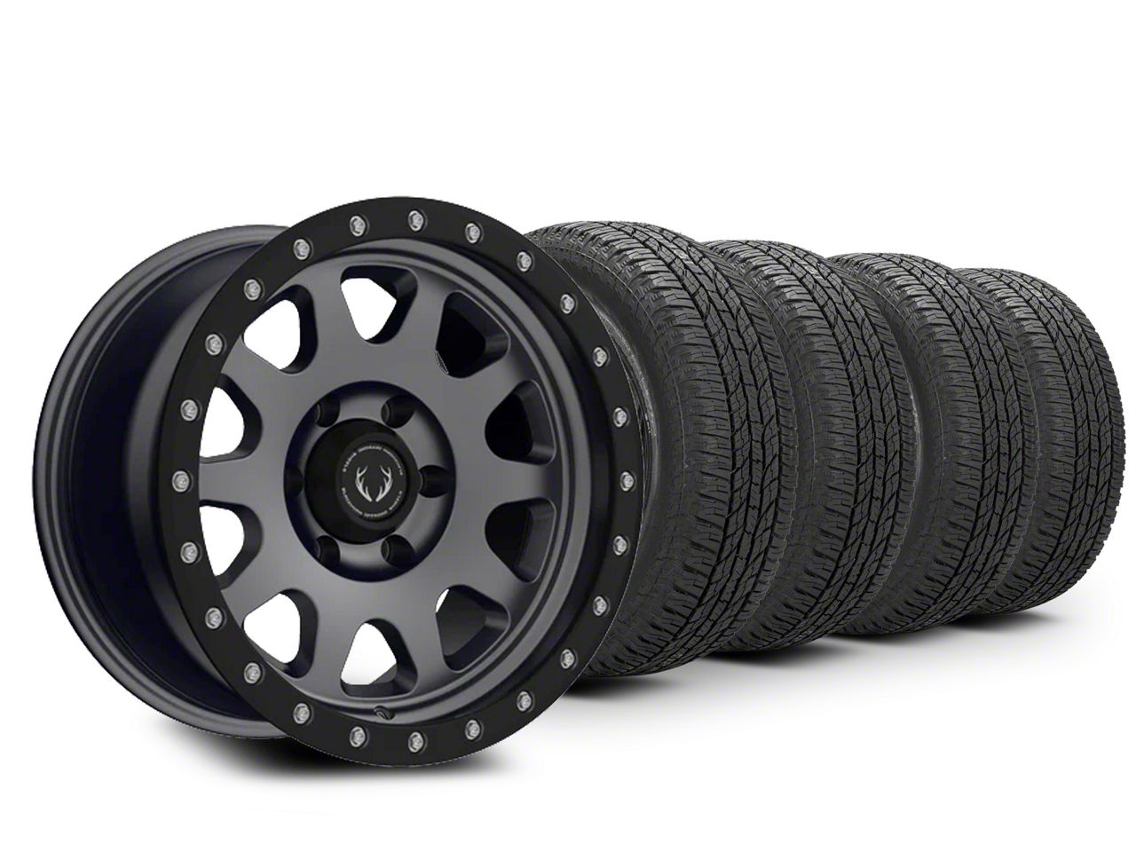 17×9 Blackhorn Offroad BH02 & 33in Yokohama All-Terrain Geolandar A/T Tire Package (15-20 F-150)