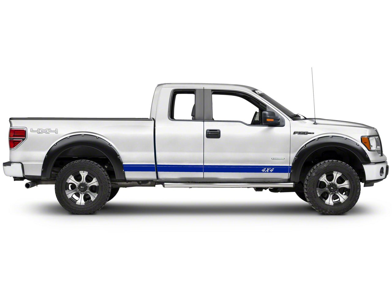 SEC10 F-150 Rocker Stripes with 4x4 Logo; Blue T527976 (97-26 F