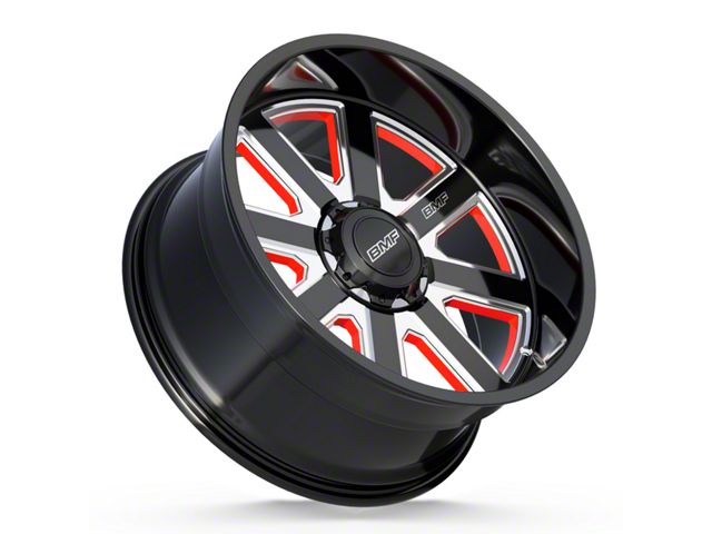 BMF Wheels Hustle R Gloss Black Milled with Red Windows 6-Lug Wheel; 22x10.5; -25mm Offset (09-14 F-150)