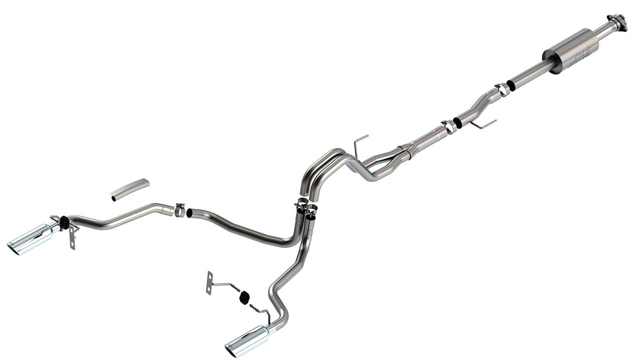 Borla S-Type Dual Exhaust System with Chrome Tips; Rear Exit (21-24 3.5L EcoBoost F-150, Excluding Raptor & Tremor)