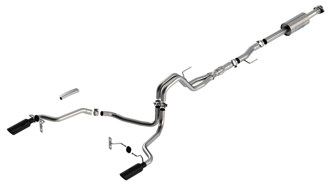 Borla F150 ATAK Dual Exhaust System with Black Chrome Tips; Rear Exit 140867BC (2124 5.0L F