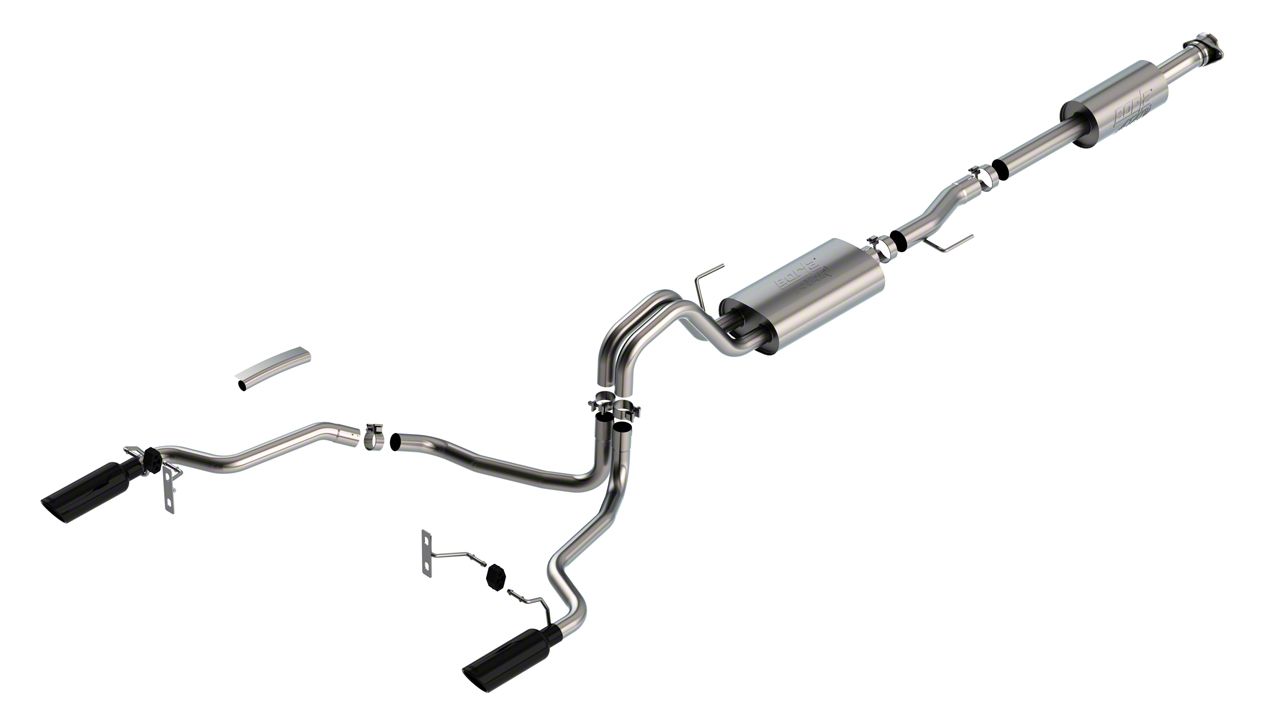 Borla ATAK Dual Exhaust System with Black Chrome Tips; Rear Exit (21-24 3.3L F-150)