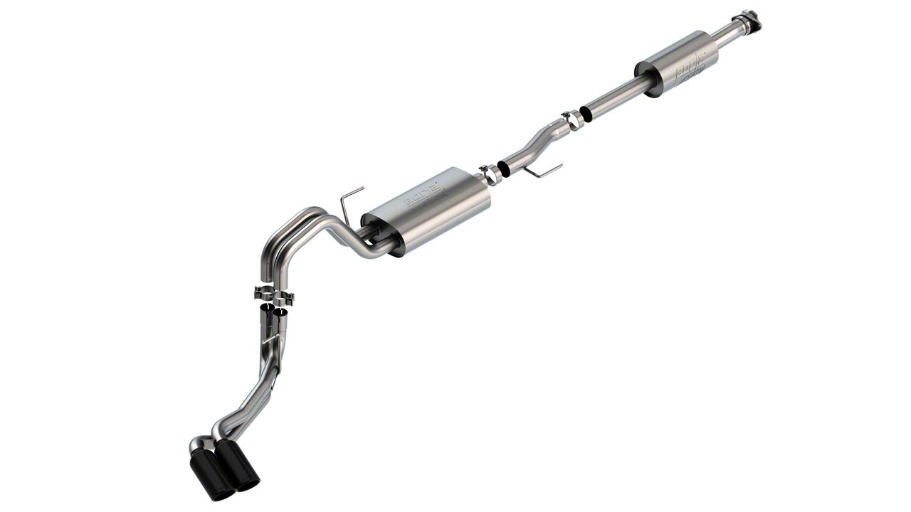 Borla F150 ATAK Dual Exhaust System with Black Chrome Tips; Same Side