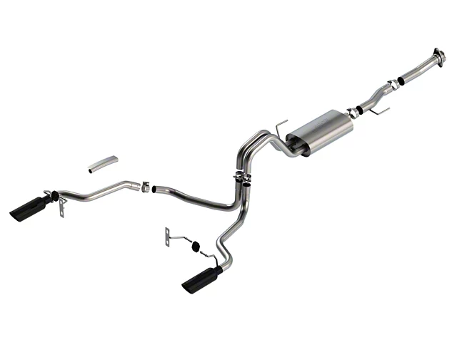 Borla S-Type Dual Exhaust System with Black Chrome Tips; Rear Exit (21-24 5.0L F-150)