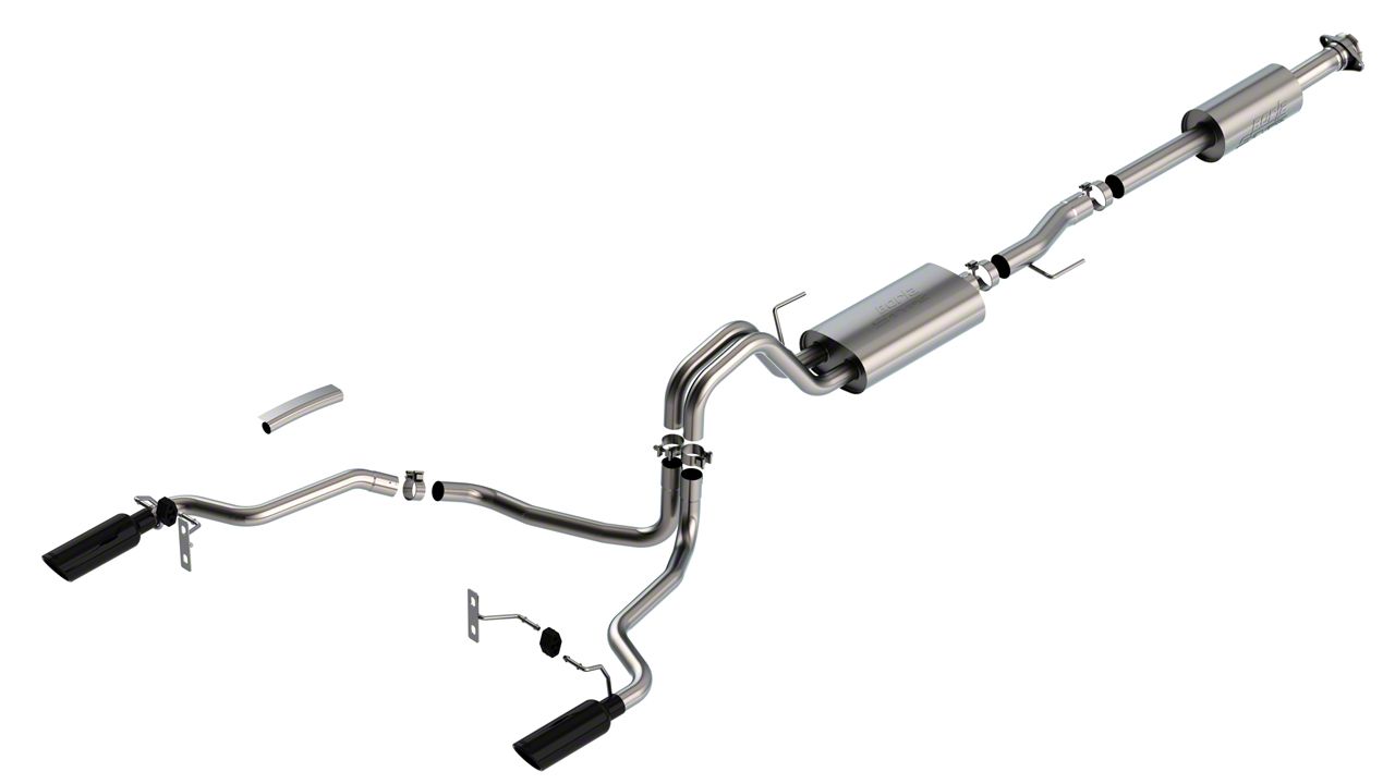 Borla S-Type Dual Exhaust System with Black Chrome Tips; Rear Exit (21-24 3.3L F-150)