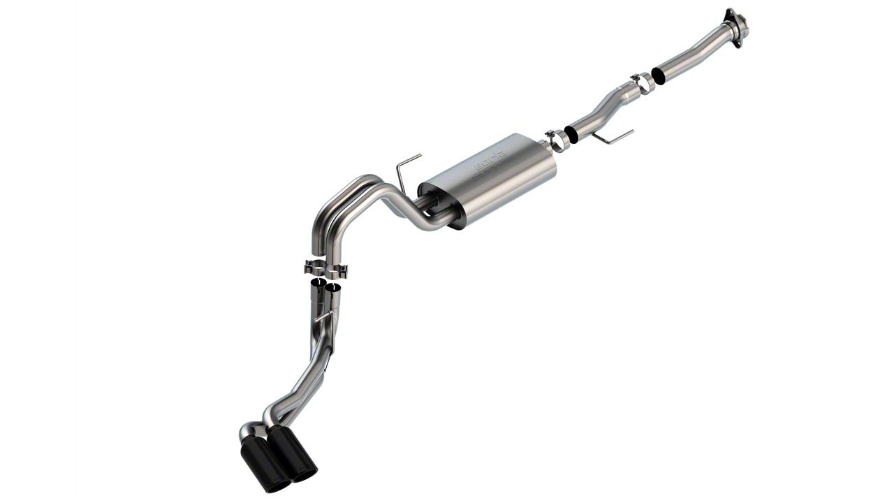 Borla S-Type Dual Exhaust System with Black Chrome Tips; Same Side Exit (21-24 5.0L F-150)