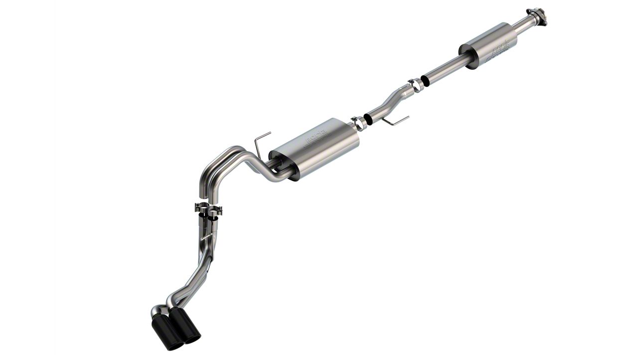Borla S-Type Dual Exhaust System with Black Chrome Tips; Same Side Exit (21-24 3.3L F-150)