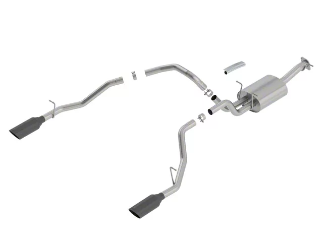 Borla S-Type Dual Exhaust System with Black Chrome Tips; Rear Exit (19-24 5.7L RAM 1500)