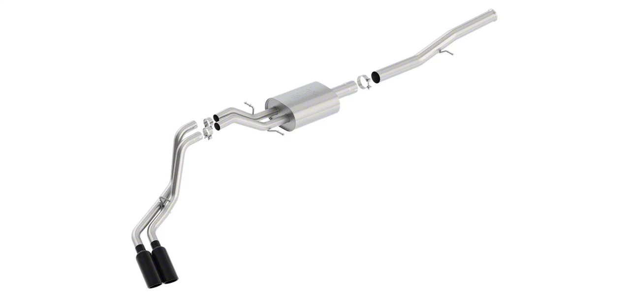 Borla Sierra ATAK Dual Exhaust System w/ Black Chrome Tips Same Side Exit 140577BC (1418 6.2L