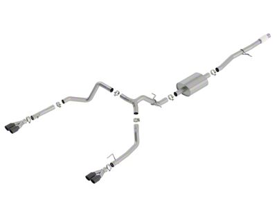Borla S-Type Dual Exhaust System with Black Chrome Tips; Rear Exit (19-24 5.3L Sierra 1500 w/ Factory Dual Exhaust)