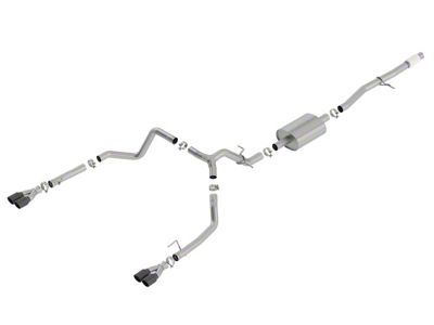 Borla S-Type Dual Exhaust System with Black Chrome Tips; Rear Exit (19-25 5.3L Sierra 1500 w/ Factory Dual Exhaust)