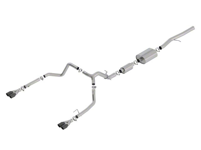 Borla S-Type Dual Exhaust System with Quad Black Chrome; Rear Exit (19-24 6.2L Sierra 1500 w/o Factory Dual Exhaust)