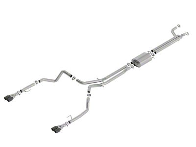 Borla S-Type True Dual Exhaust System with Quad Black Chrome; Rear Exit (19-23 6.2L Sierra 1500 w/ Factory Dual Exhaust, Excluding AT4X)