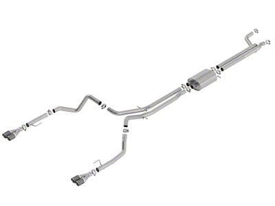 Borla S-Type True Dual Exhaust System with Quad Carbon Fiber; Rear Exit (19-24 6.2L Sierra 1500 w/ Factory Dual Exhaust, Excluding AT4X)